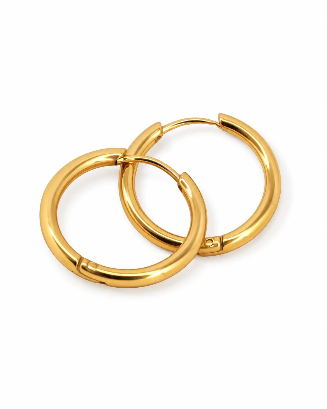 FLEURENZ HELEN gold hoop earrings on a white background