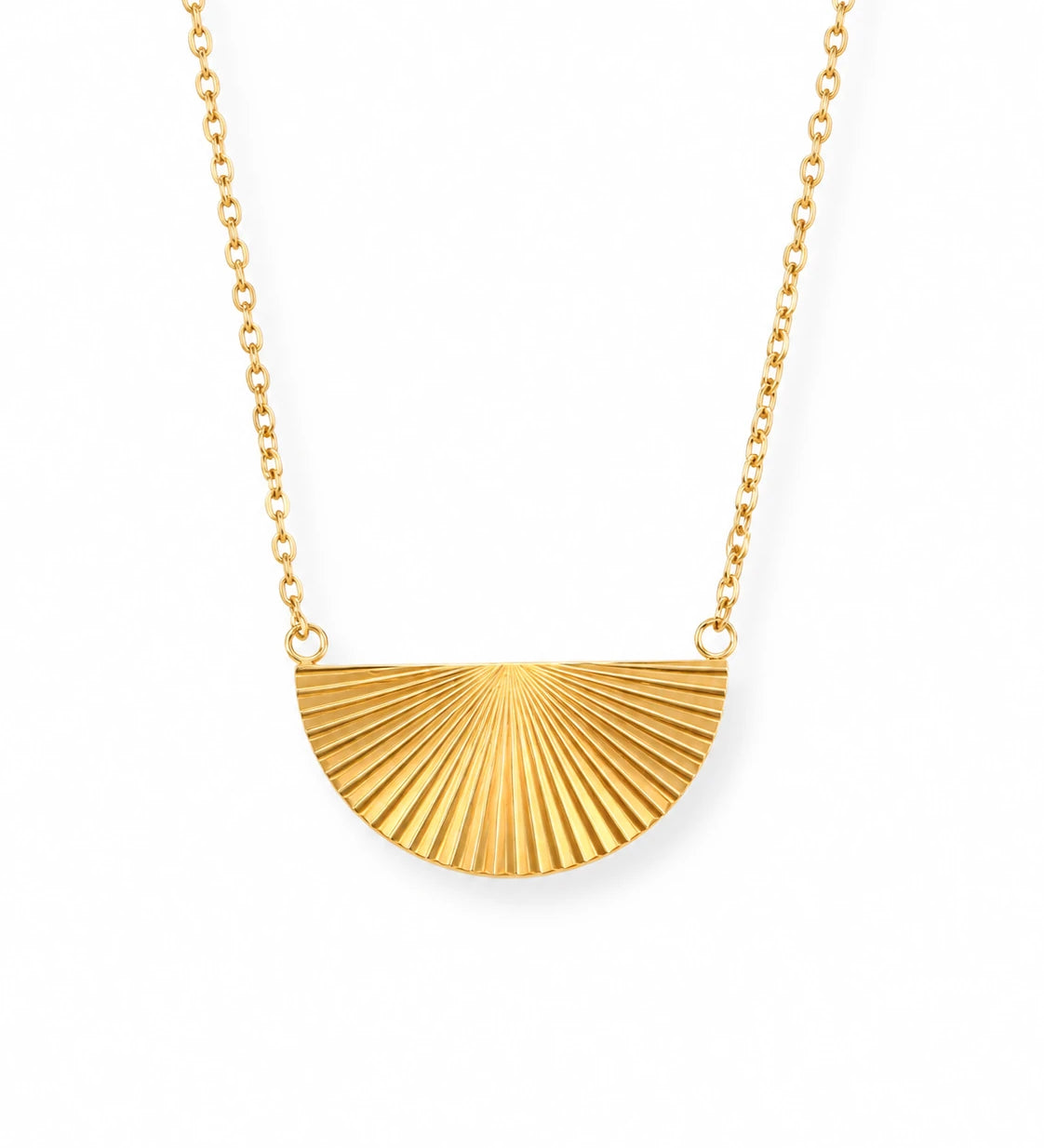 FLEURENZ PAM gold necklace on a white background